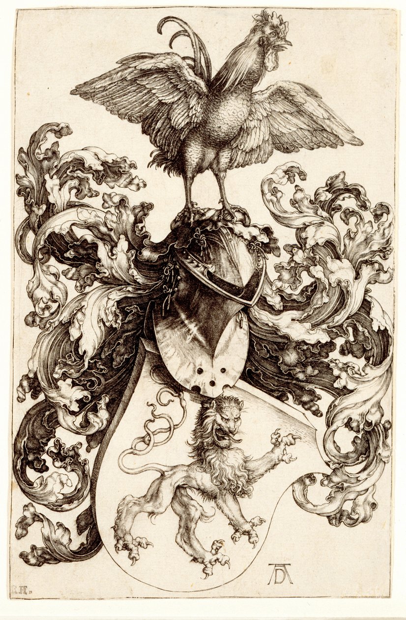 Blason avec un Lion et un Coq - Albrecht Dürer