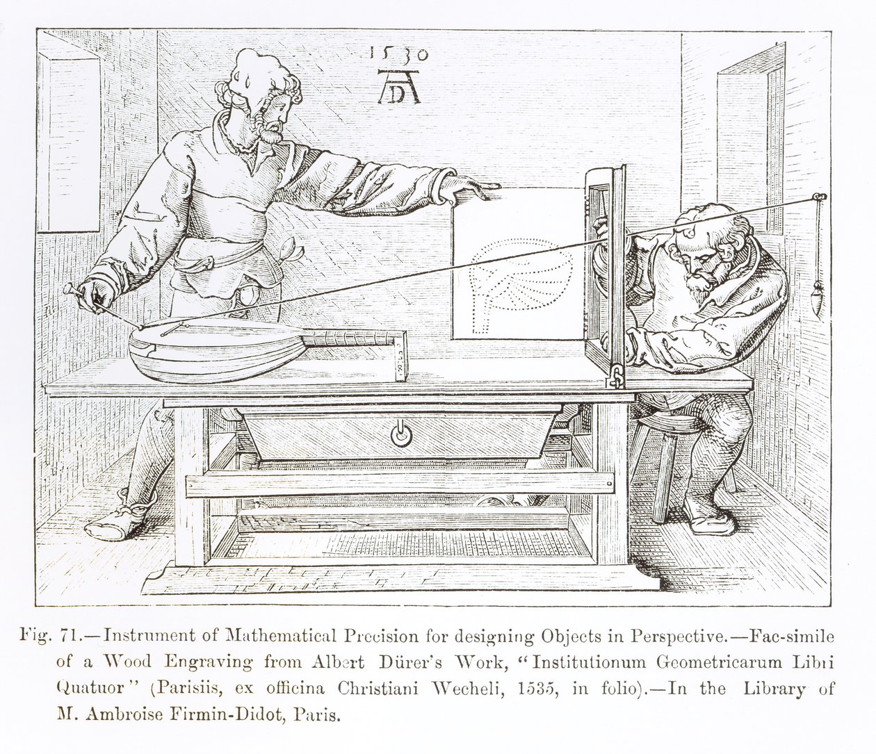 Instrument de précision mathématique pour concevoir des objets en perspective, 1530 - Albrecht Dürer