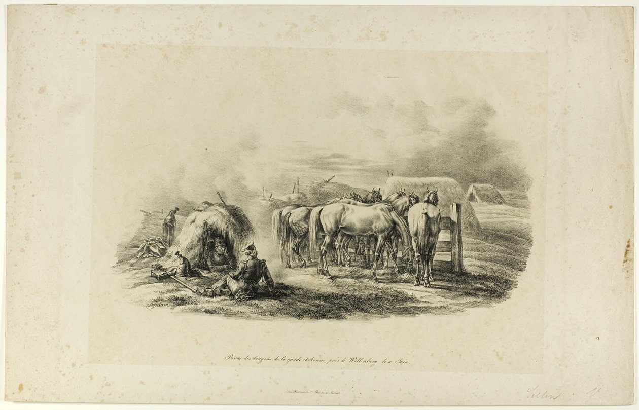 Bivouac des Dragons de la Garde Italienne près de Wittenberg le dix juin - Albrecht Adam