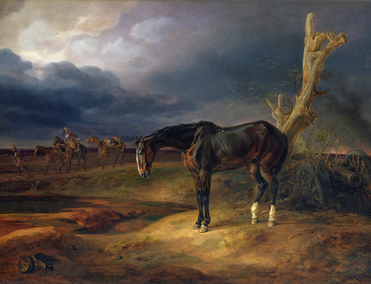 Cheval sans propriétaire sur le champ de bataille de Moshaisk en 1812 - Albrecht Adam