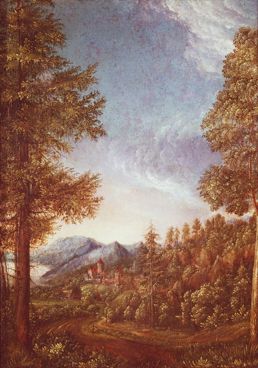 Paysage du Danube avec le château de Worth, vers 1522-25 - Albrecht Altdorfer