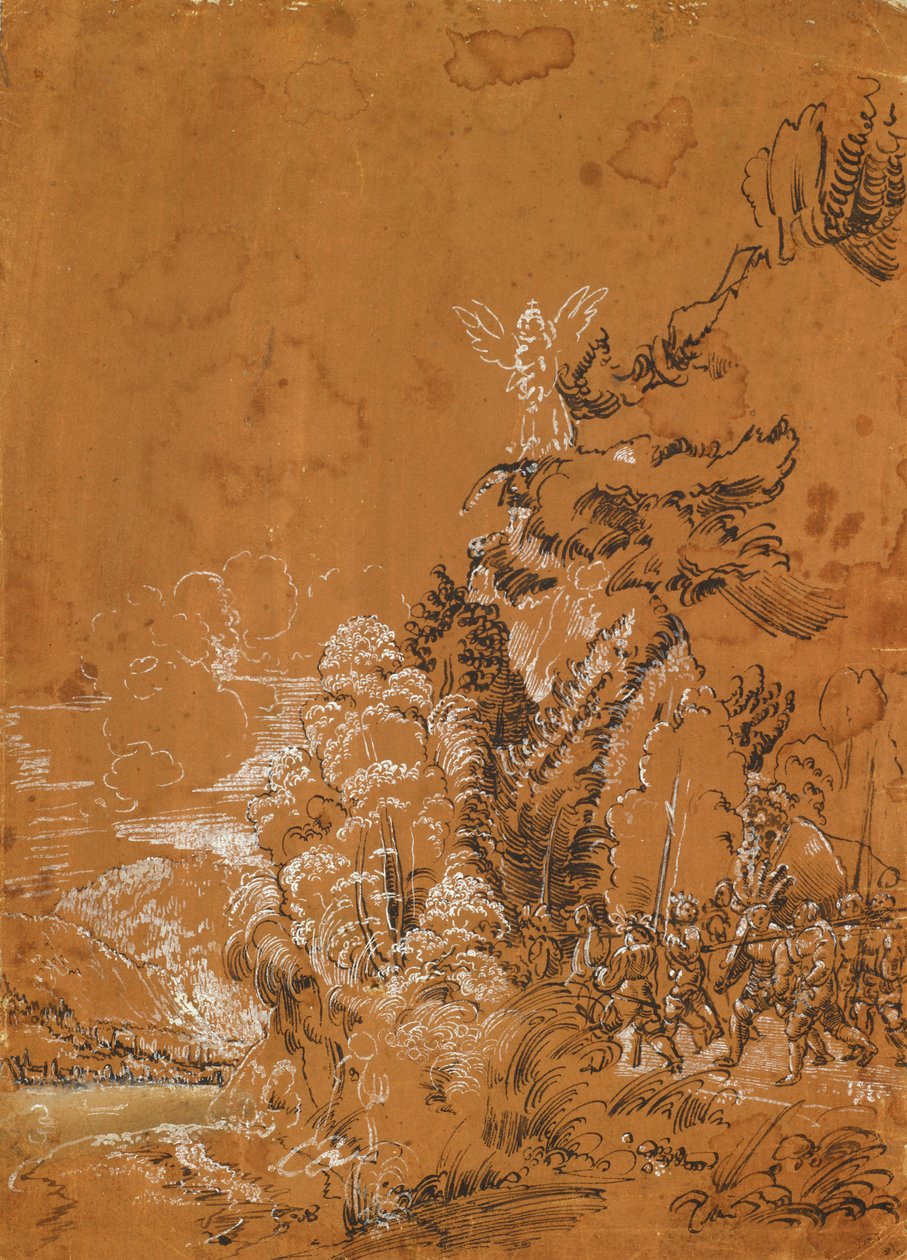 Paysage forestier avec anges et mercenaires - Albrecht Altdorfer