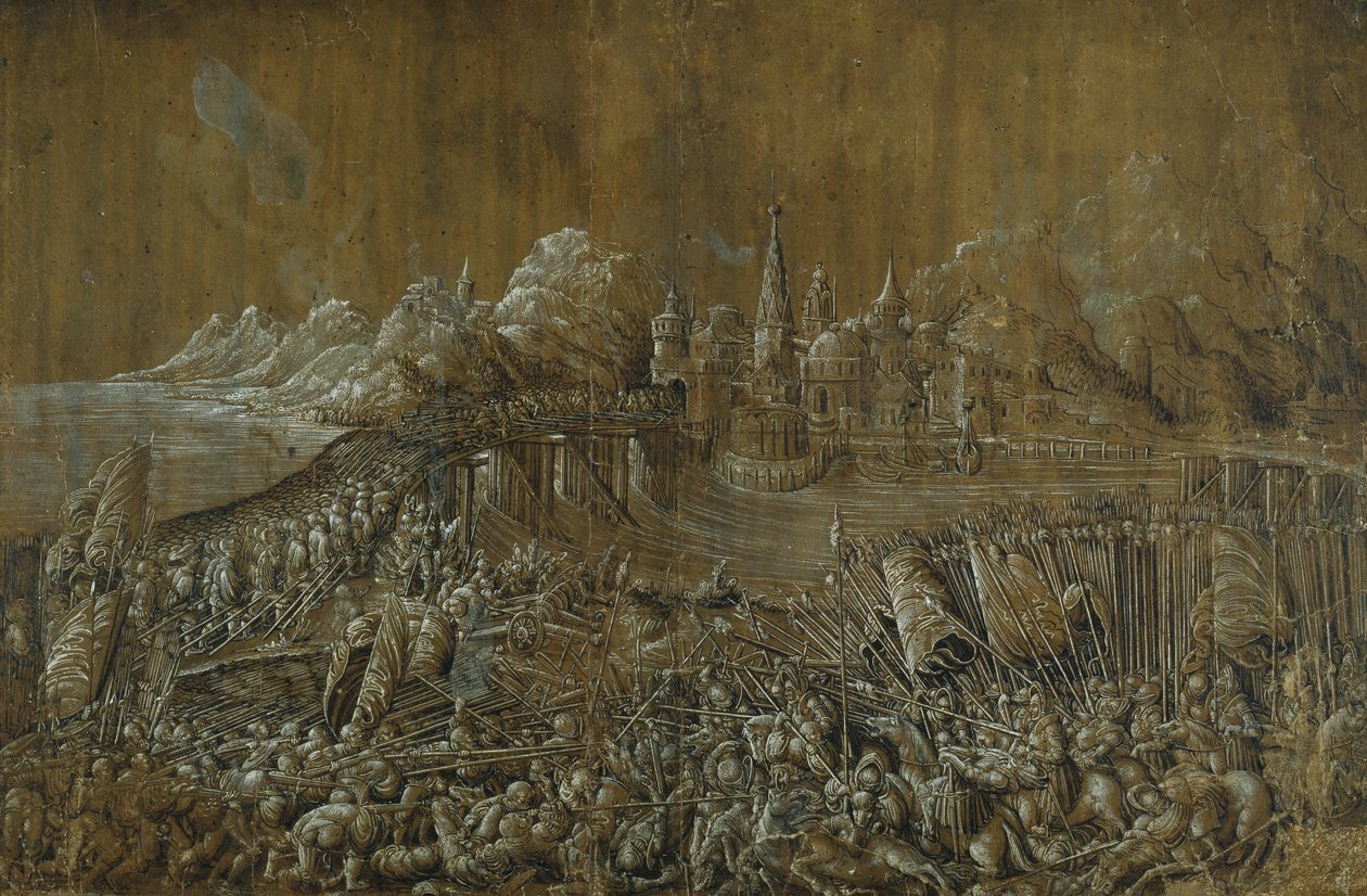 Landaknechten, bataille sur un pont - Albrecht Altdorfer