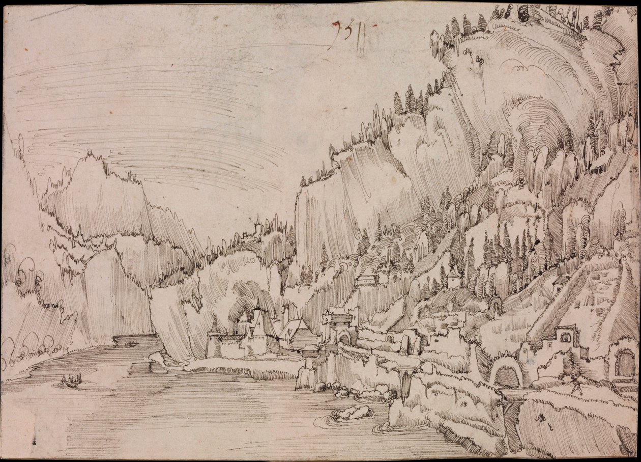Vue de Sarmingstein sur le Danube (Autriche) - Dessin de Albrecht Altdorfer (vers 1480-1538) - Albrecht Altdorfer