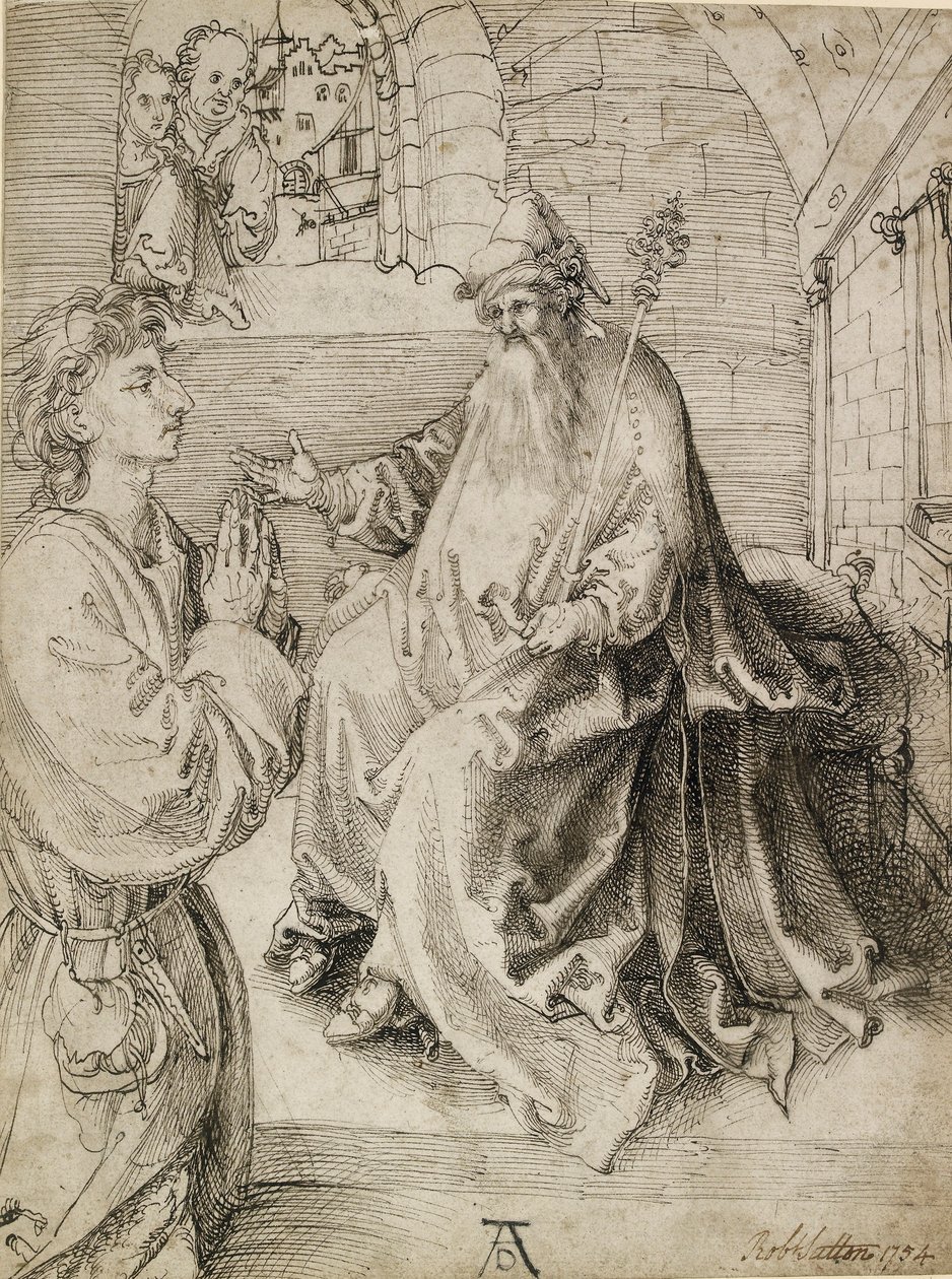 Un jeune homme agenouillé devant un potentat - Albrecht Dürer