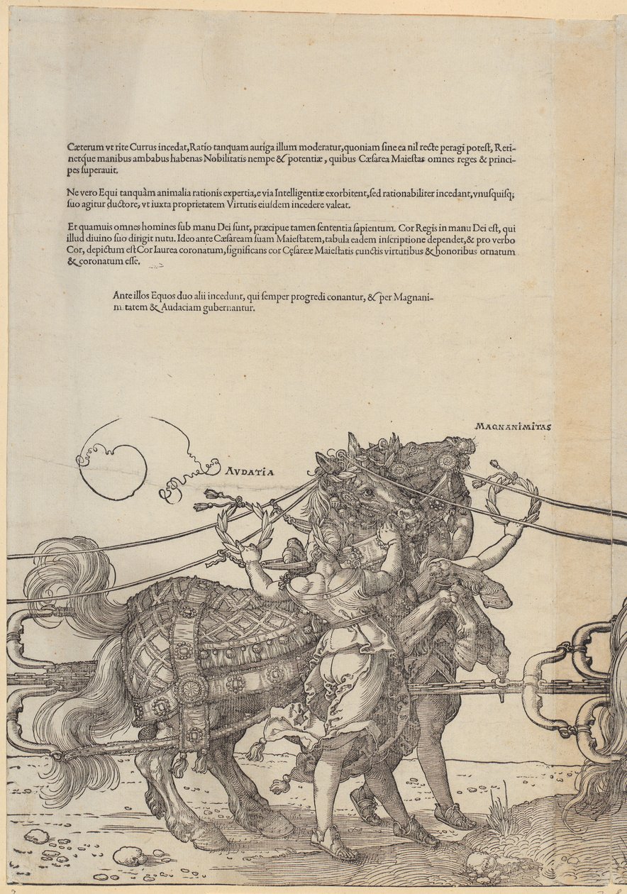 Audatia, page 7 de la série « Le grand char triomphal » - Albrecht Dürer