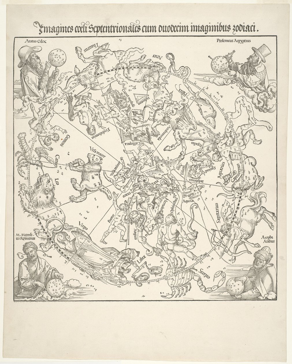 Carte céleste du ciel nord (Imagines coeli septentrionalis) - Albrecht Dürer