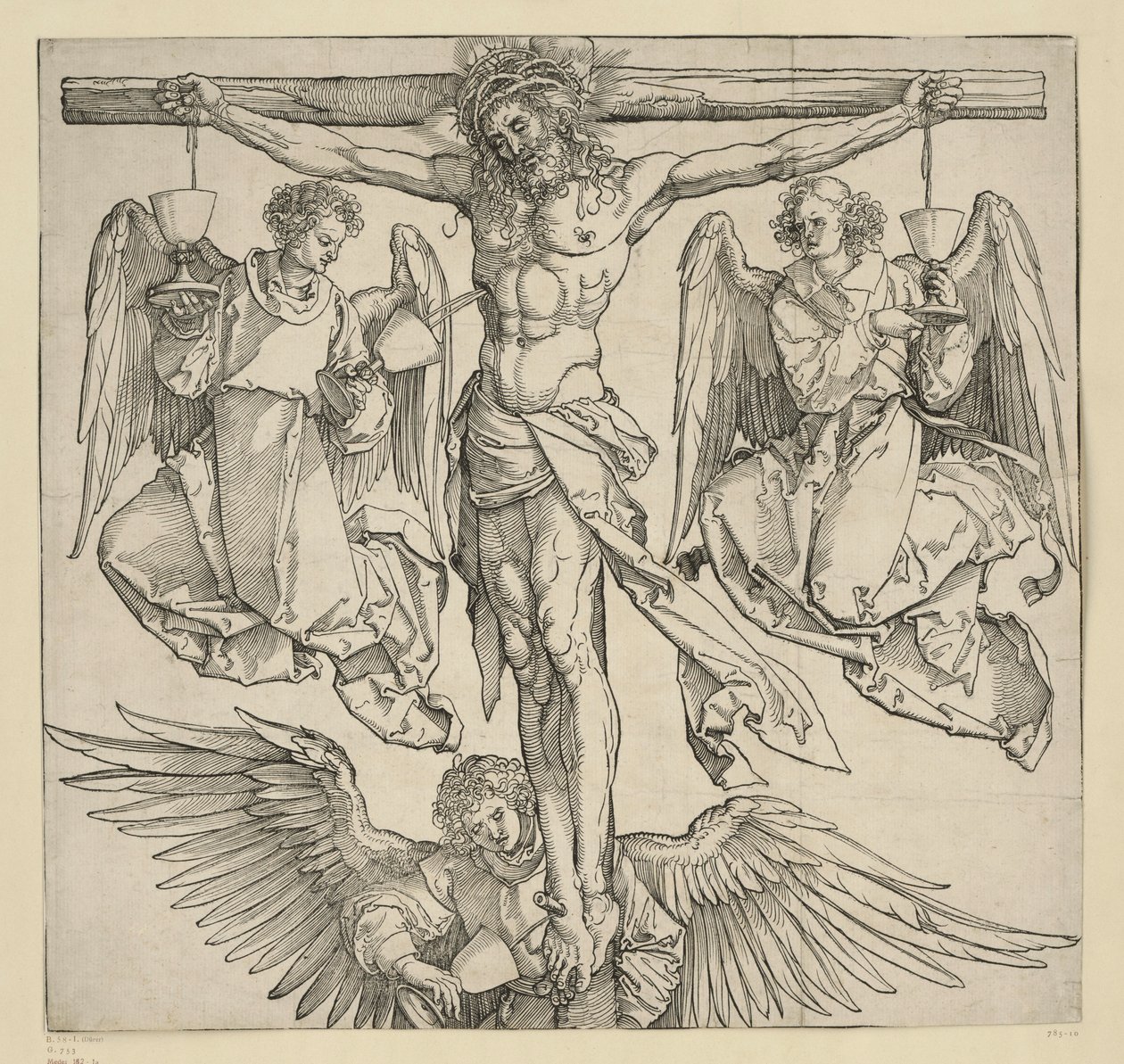Le Christ en croix avec trois anges - Albrecht Dürer