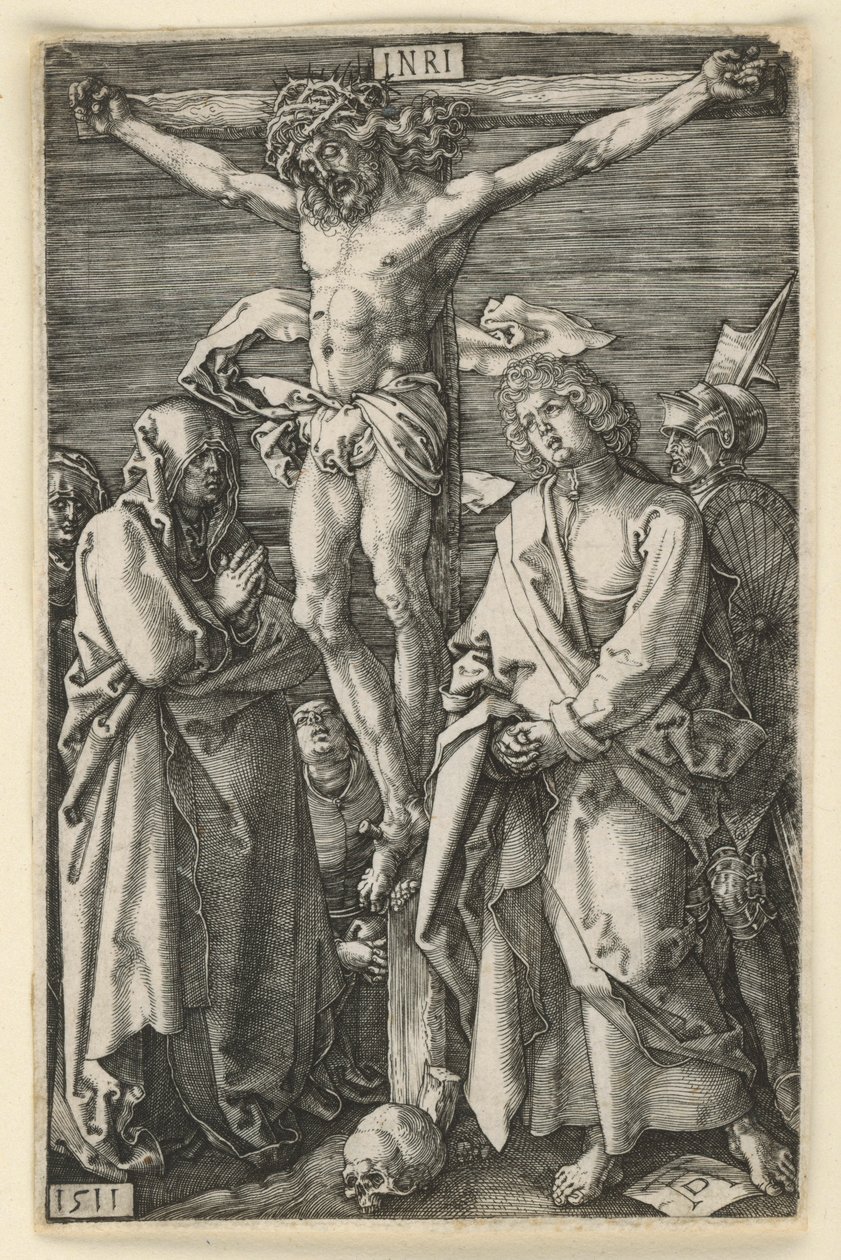 Le Christ en croix entre Marie et Jean (Passion gravée sur cuivre) - Albrecht Dürer