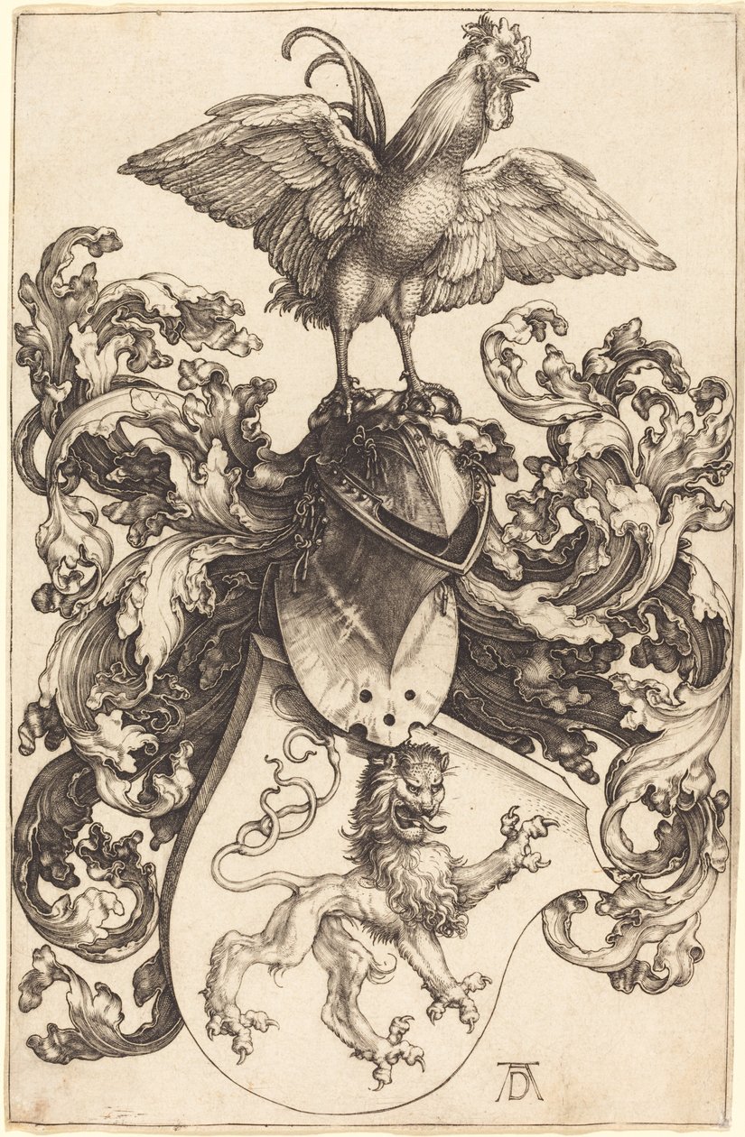 Blason avec un lion et un coq - Albrecht Dürer