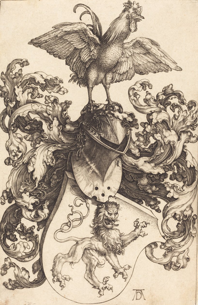Blason avec un lion et un coq, 1502-1503 - Albrecht Dürer