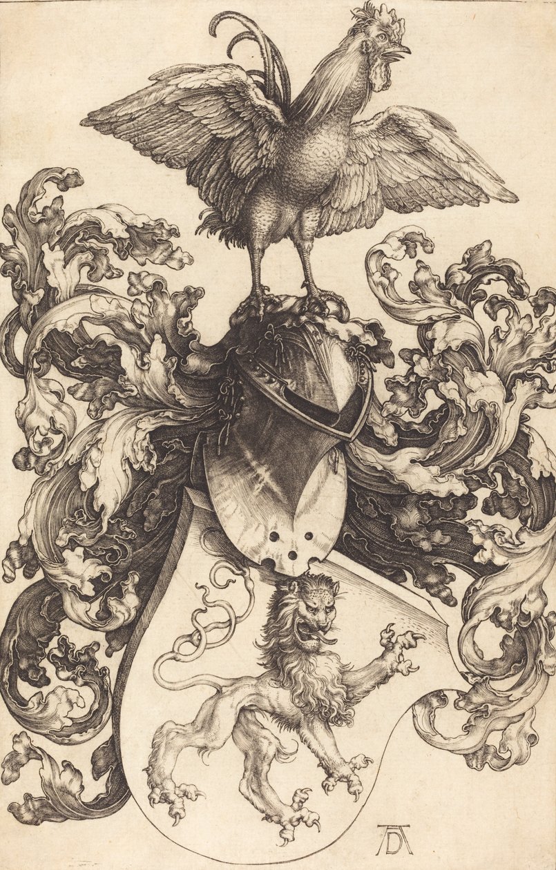 Blason avec un lion et un coq - Albrecht Dürer