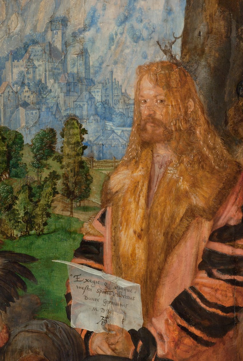 Fête du Rosaire, détail en haut à droite :
Autoportrait - Albrecht Dürer