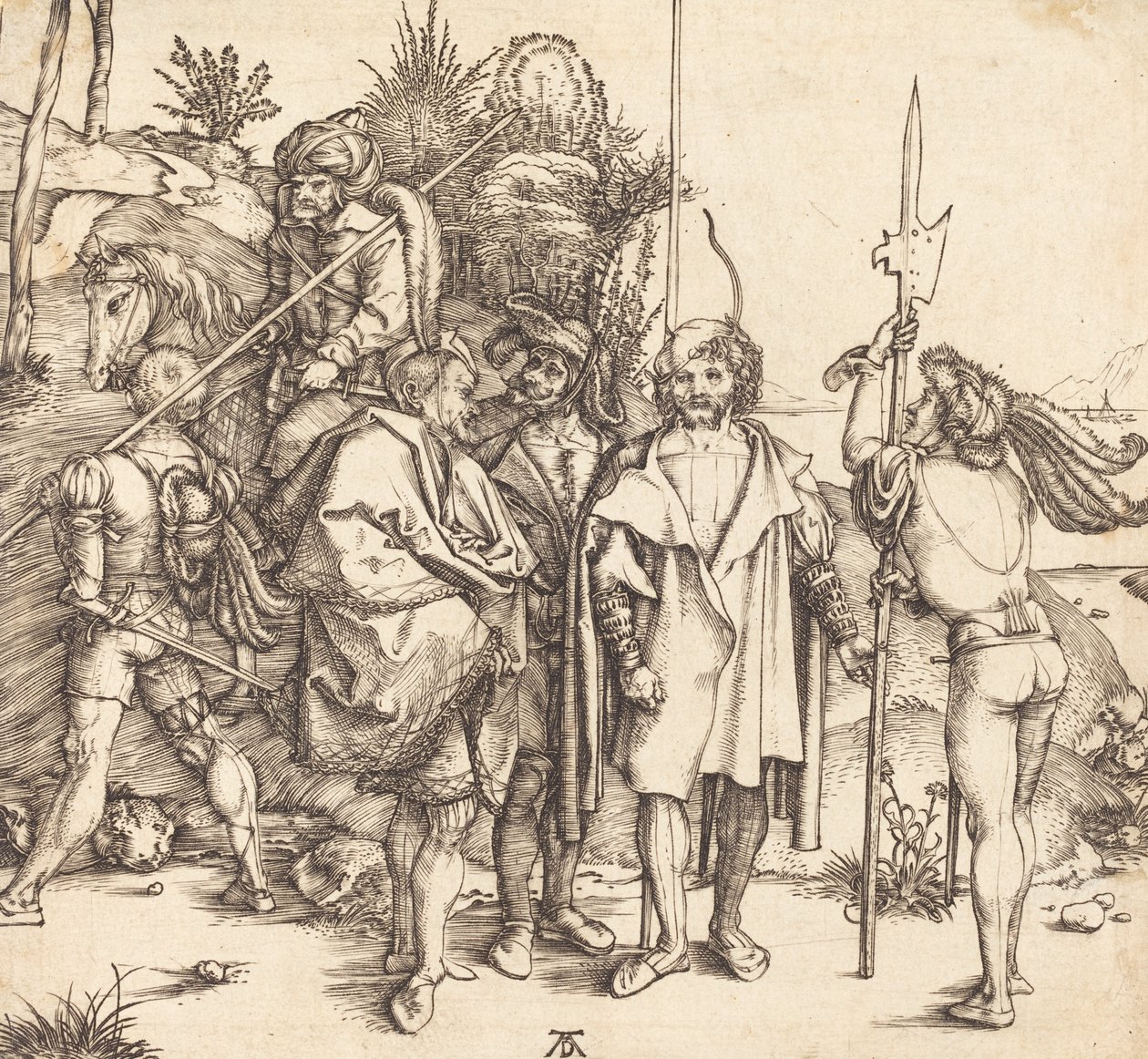 Cinq soldats et un Turc à cheval - Albrecht Dürer