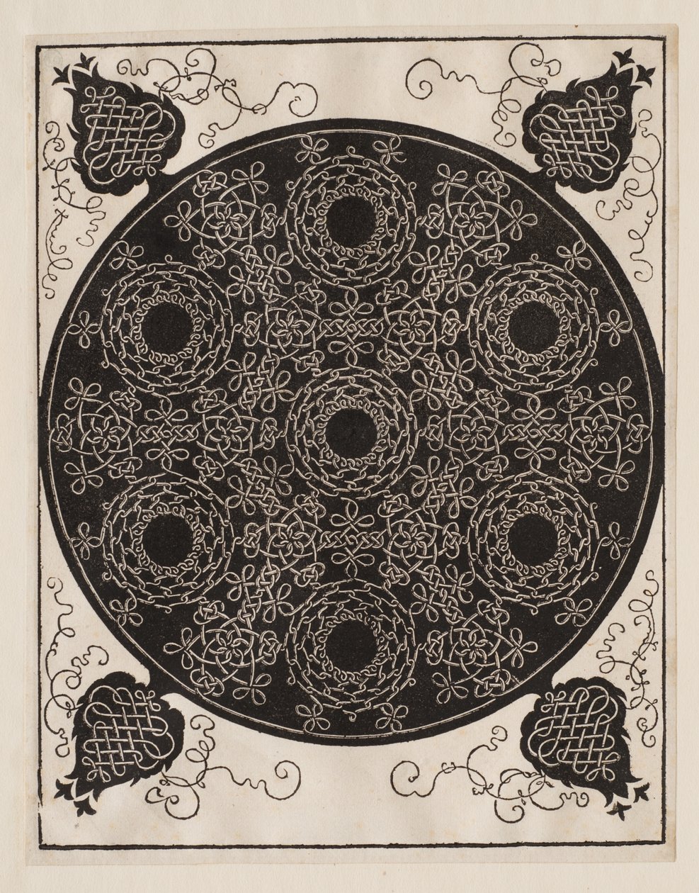 Quatrième nœud, 7 groupes circulaires de nœuds aux centres noirs - Albrecht Dürer