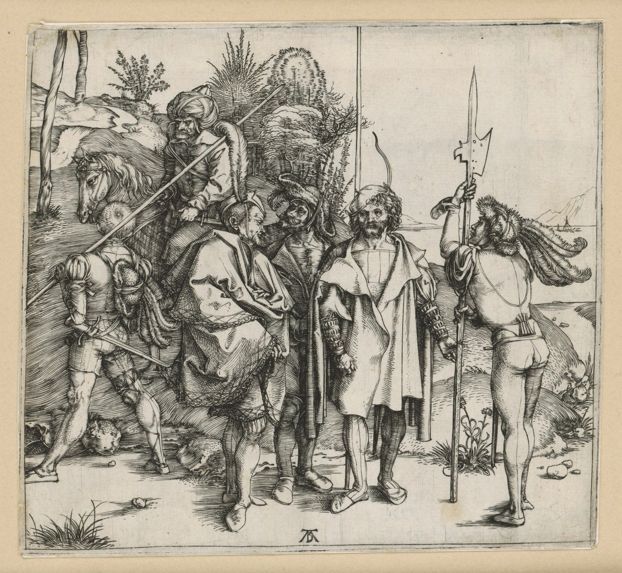 Cinq soldats et un Turc à cheval - Albrecht Dürer