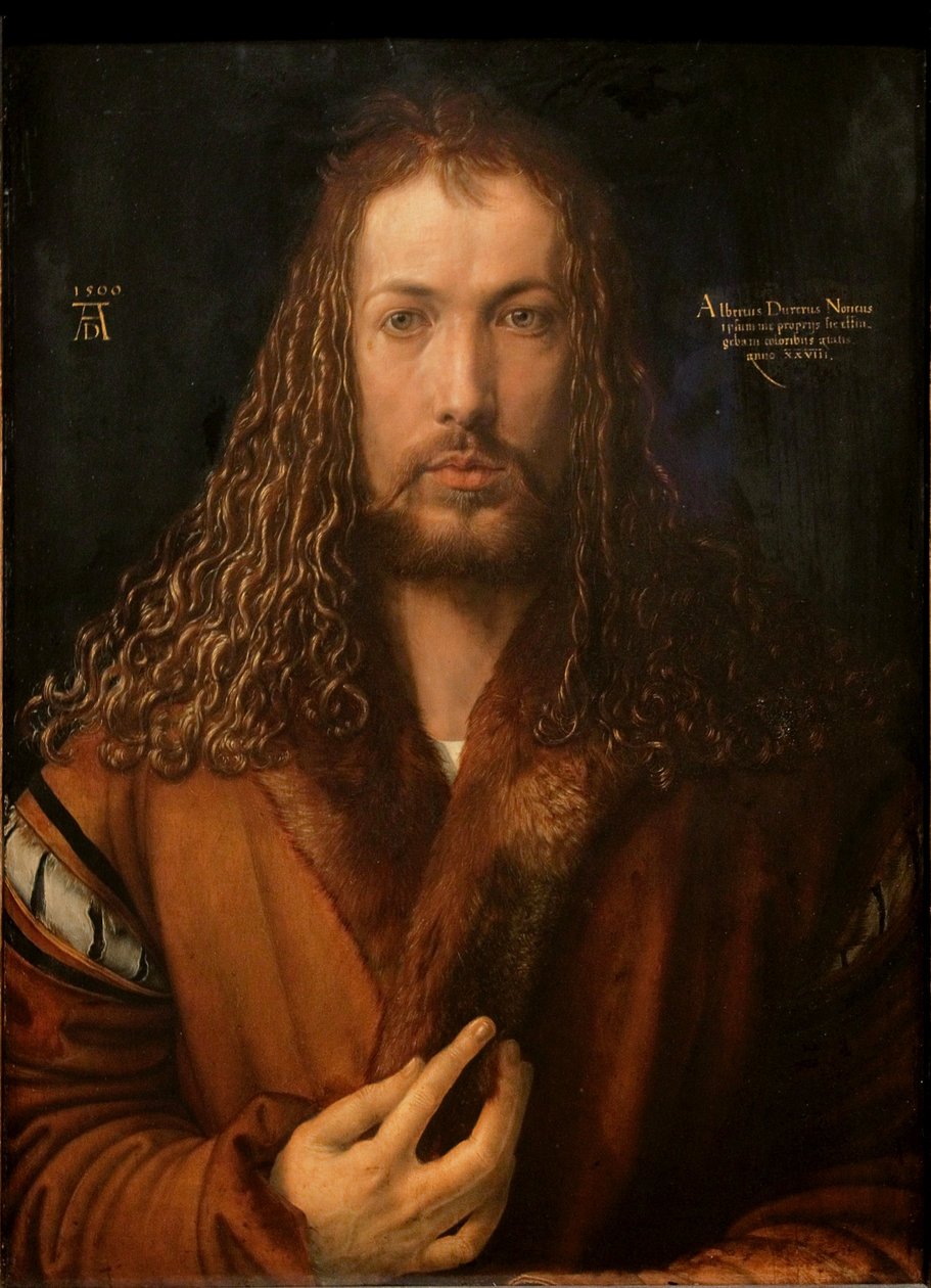 French : Autoportrait en jupe de fourrure Self-Portrait with Fur-Trimmed Robe - Albrecht Dürer