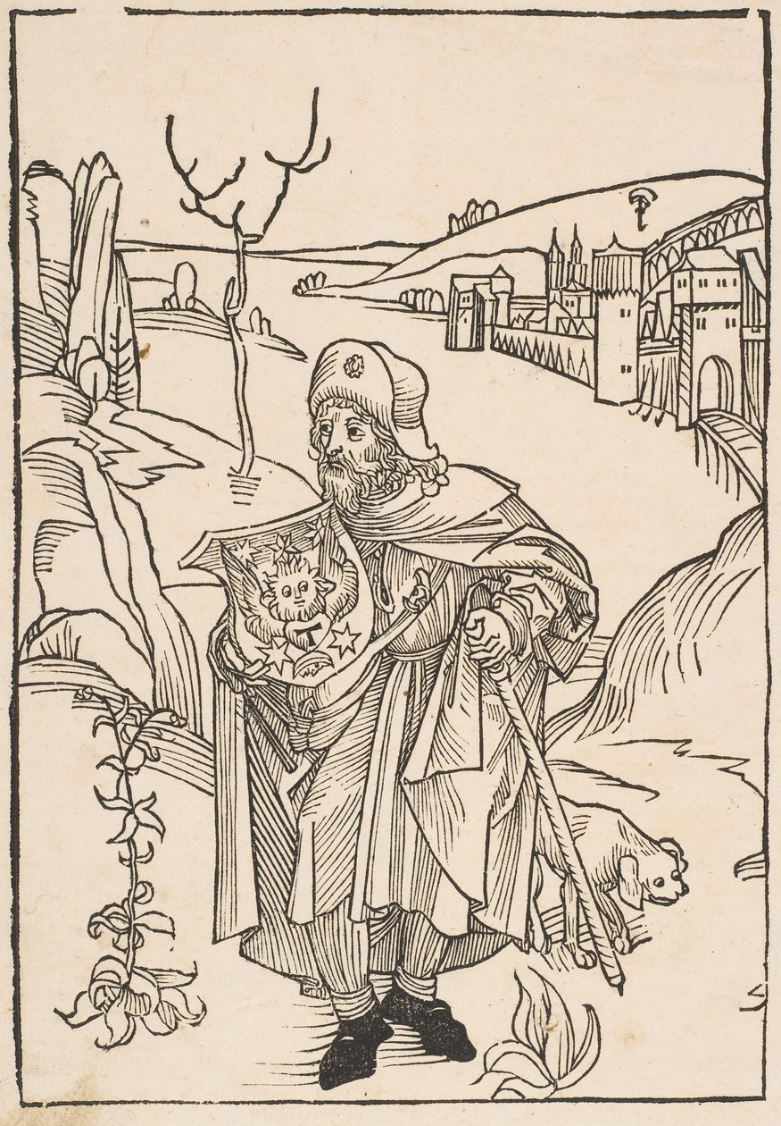 Gerson en pèlerin, frontispice de Gersonis Opera, 1489 - Albrecht Dürer