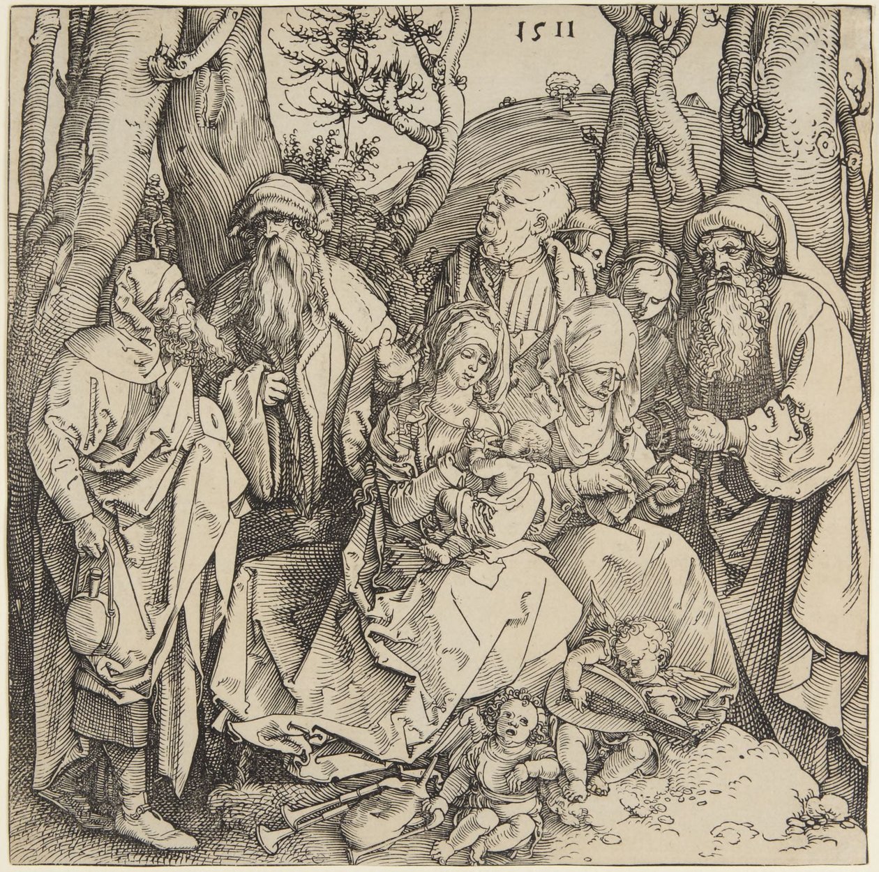 Une sainte parenté avec deux anges musiciens - Albrecht Dürer