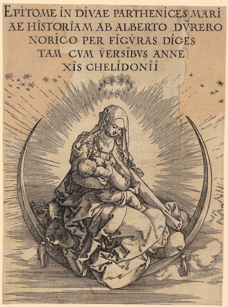 Marie sur le croissant de lune, feuille n° 1 de la série « La vie de Marie » - Albrecht Dürer