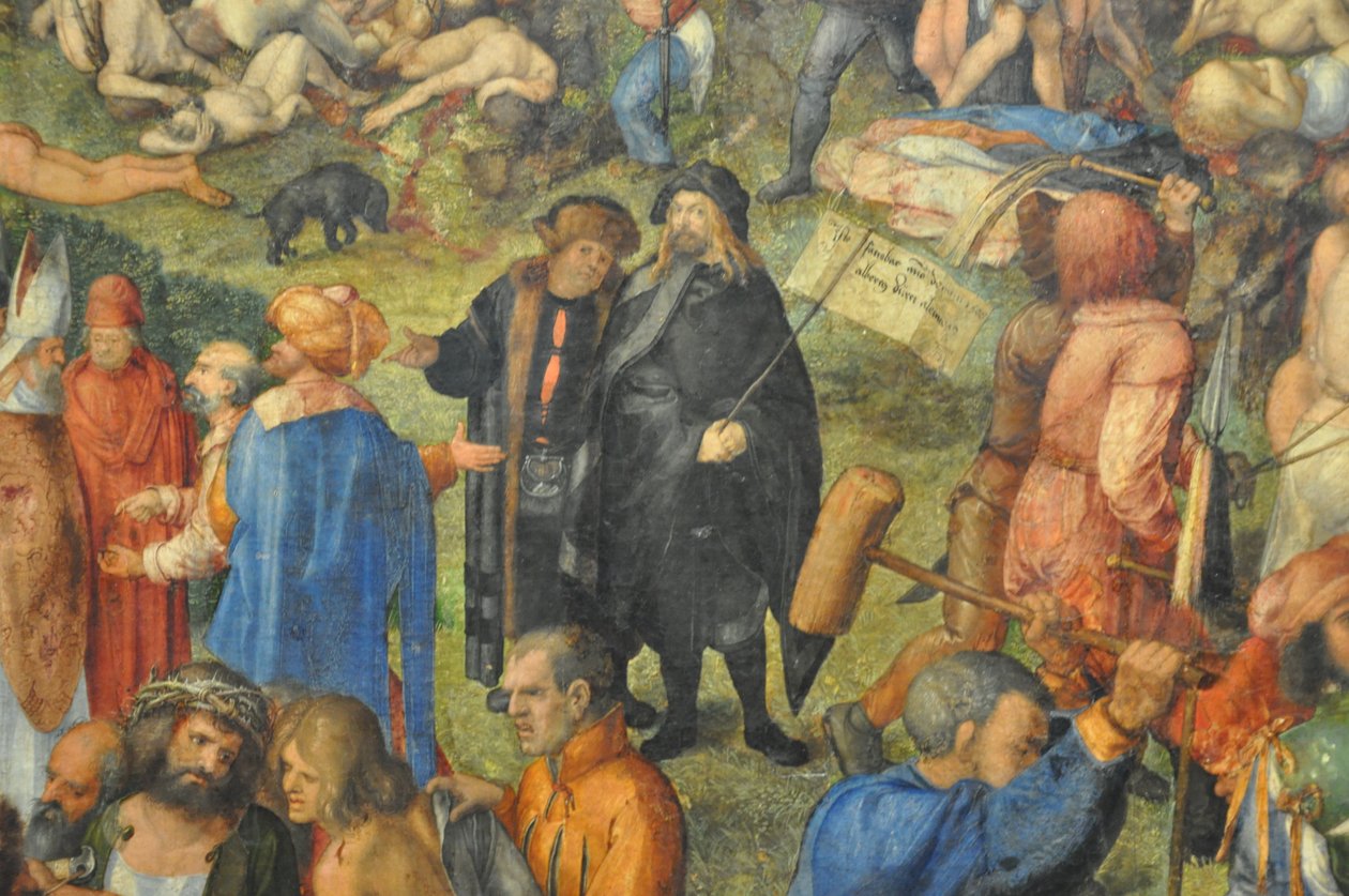 Martyre des dix mille chrétiens ; détail : Dürer et Conrad Celtis. - Albrecht Dürer