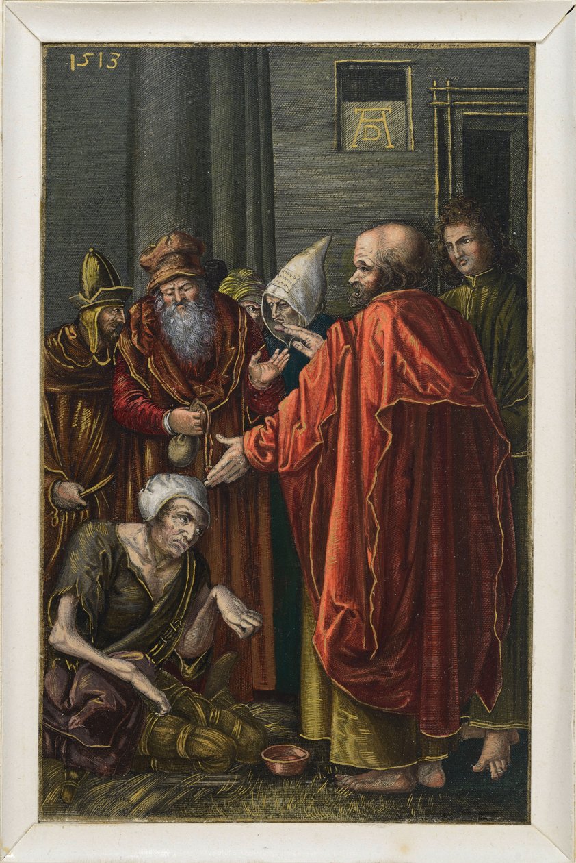Pierre et Jean guérissant un mendiant boiteux dans le Temple - Albrecht Dürer