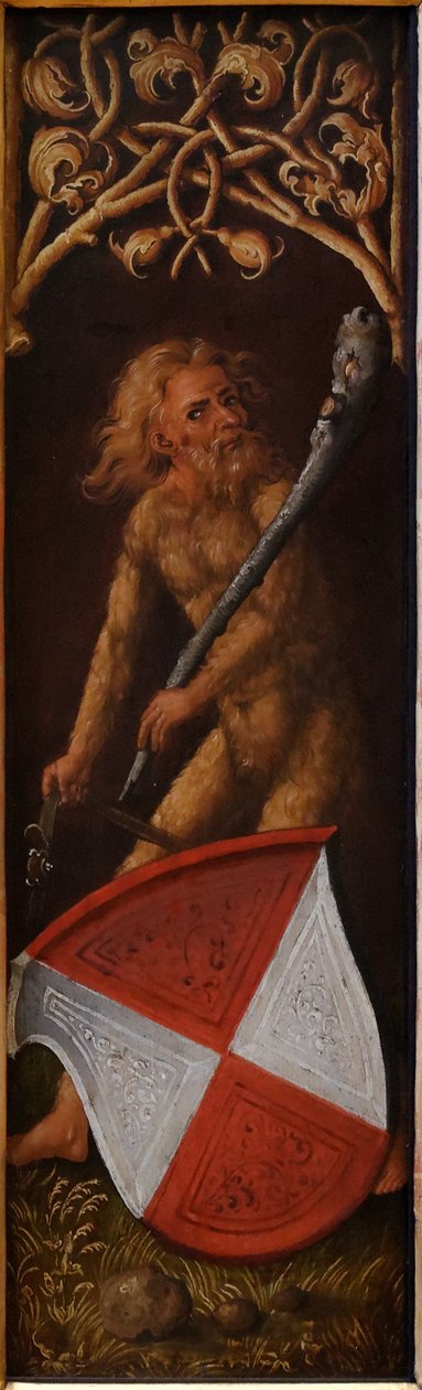 Porträt von Oswolt Krel: "Sylvan Men" mit Wappenschildern von Agathe von Esendorf - Albrecht Dürer