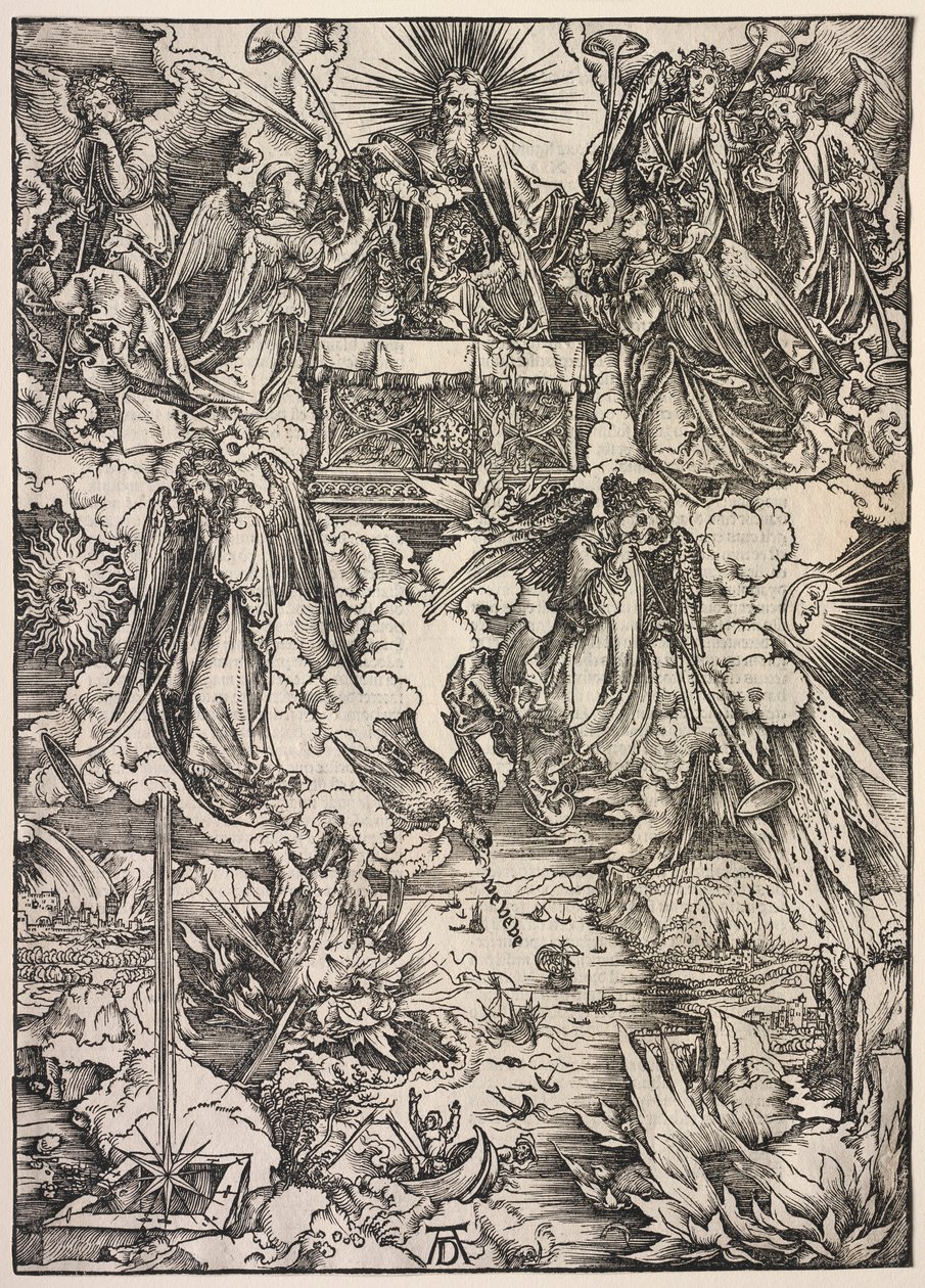 Révélation de Saint Jean : Sept anges avec des trompettes, 1511 - Albrecht Dürer