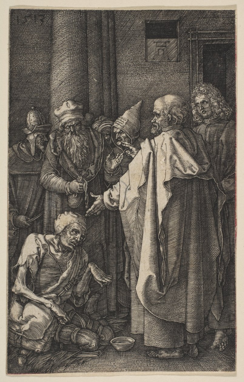Saint Pierre et saint Jean à la porte du Temple, tiré de « La Passion » - Albrecht Dürer