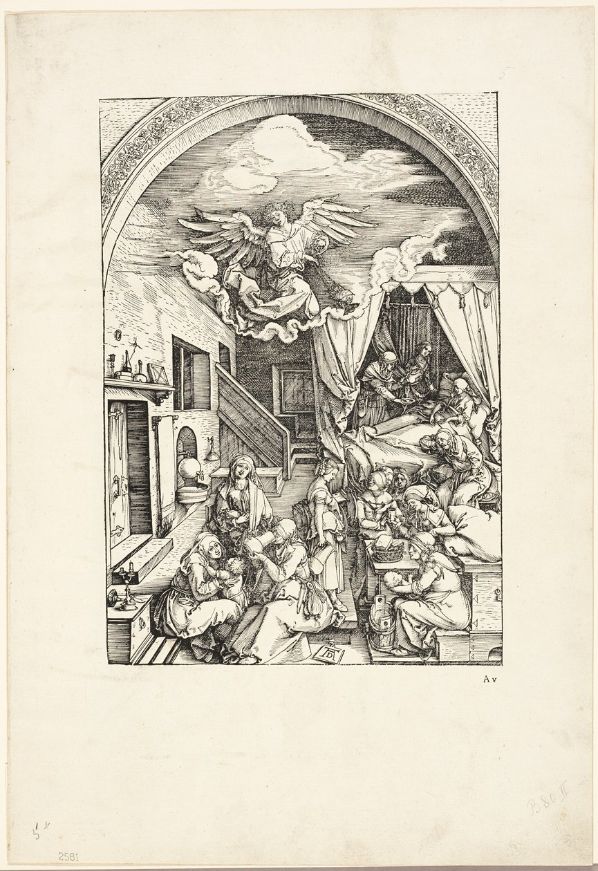 La naissance de la Vierge, de La vie de la Vierge - Albrecht Dürer