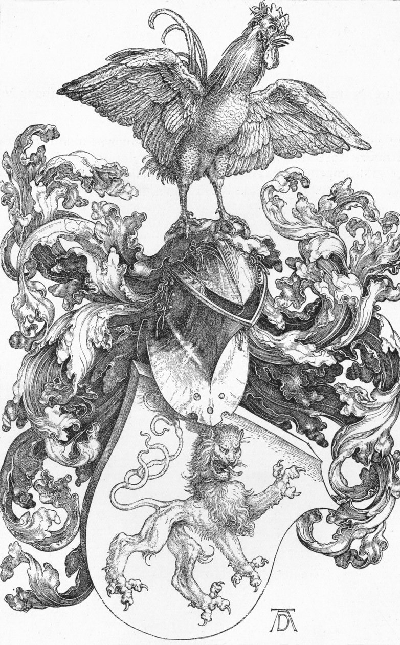 Les Armoiries avec un Lion et un Coq, c1502-1503, 1906 - Albrecht Dürer