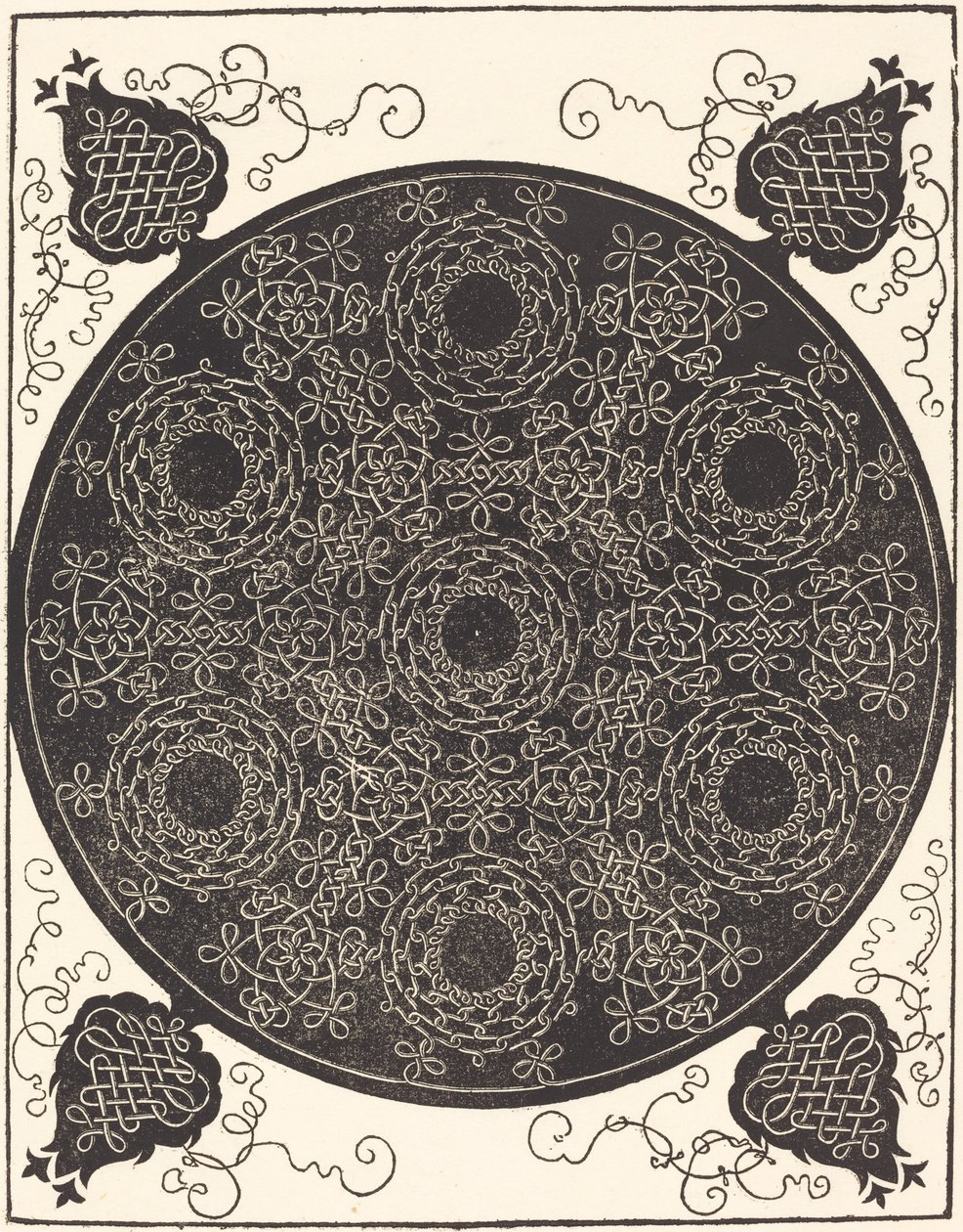 Le quatrième nœud (combinant sept groupes circulaires de nœuds avec des centres noirs) - Albrecht Dürer