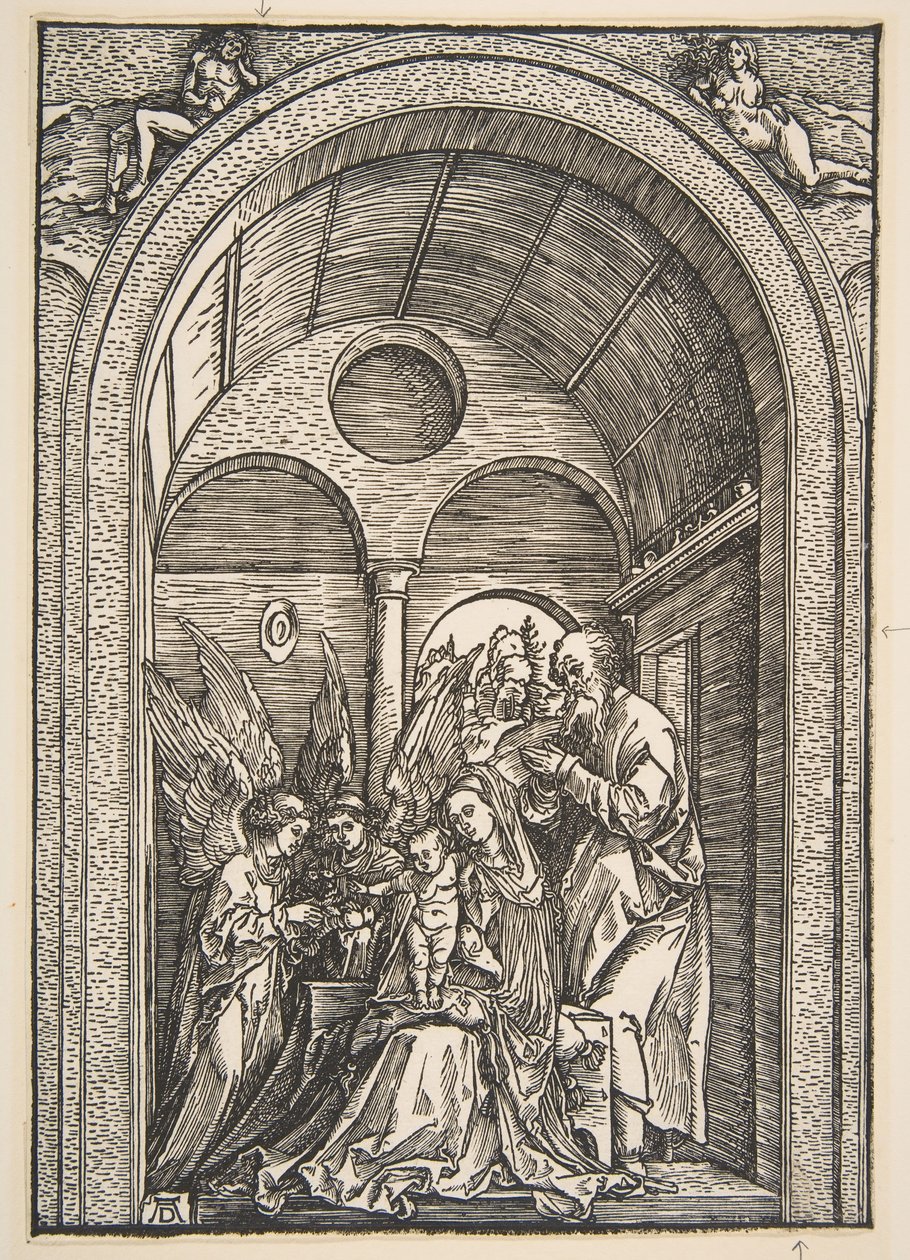 La Sainte Famille avec deux anges dans une salle voûtée, vers 1503 - Albrecht Dürer