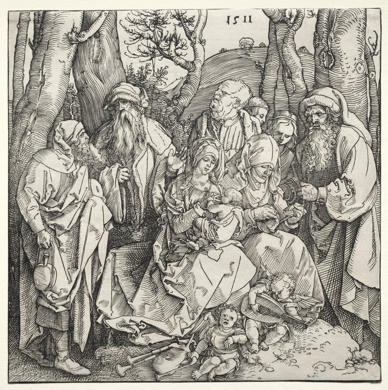La Sainte Famille avec deux anges musiciens, 1511 - Albrecht Dürer