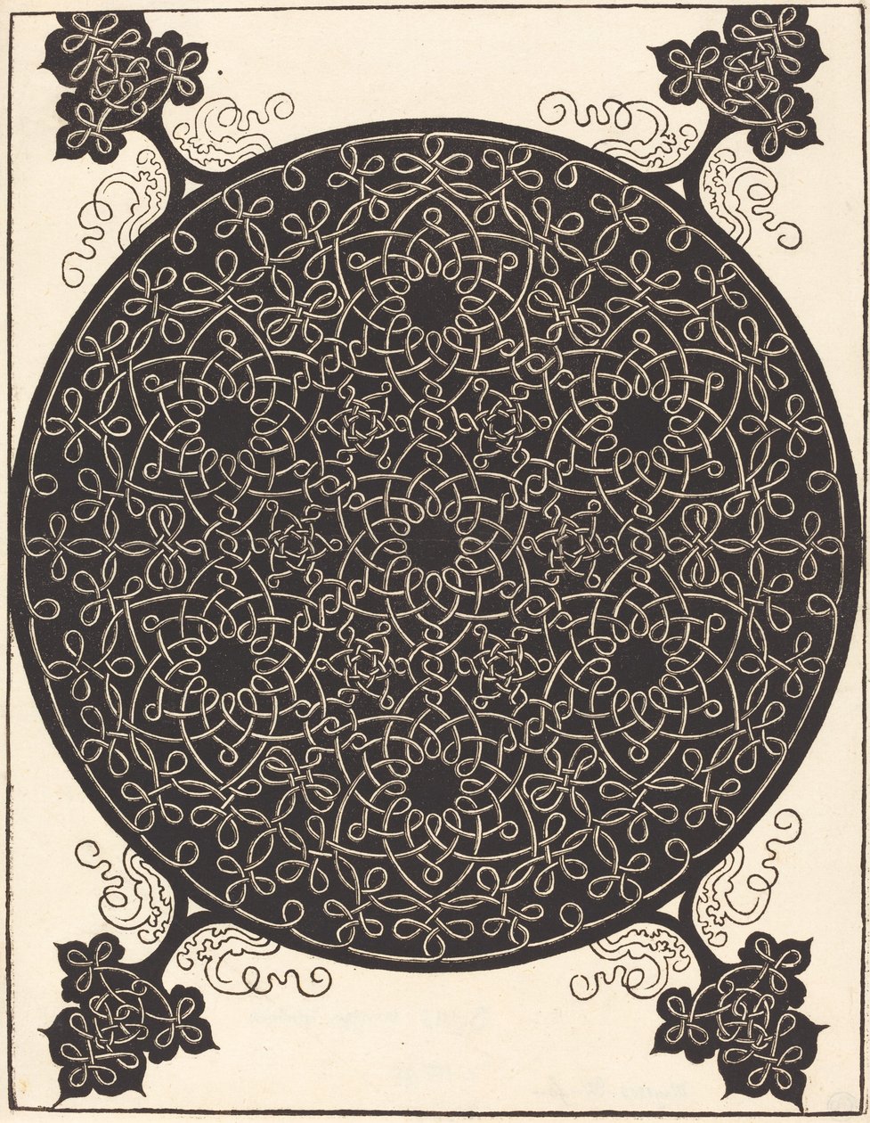 Le Sixième Nœud (combinant sept petits systèmes de nœuds avec des centres noirs) - Albrecht Dürer
