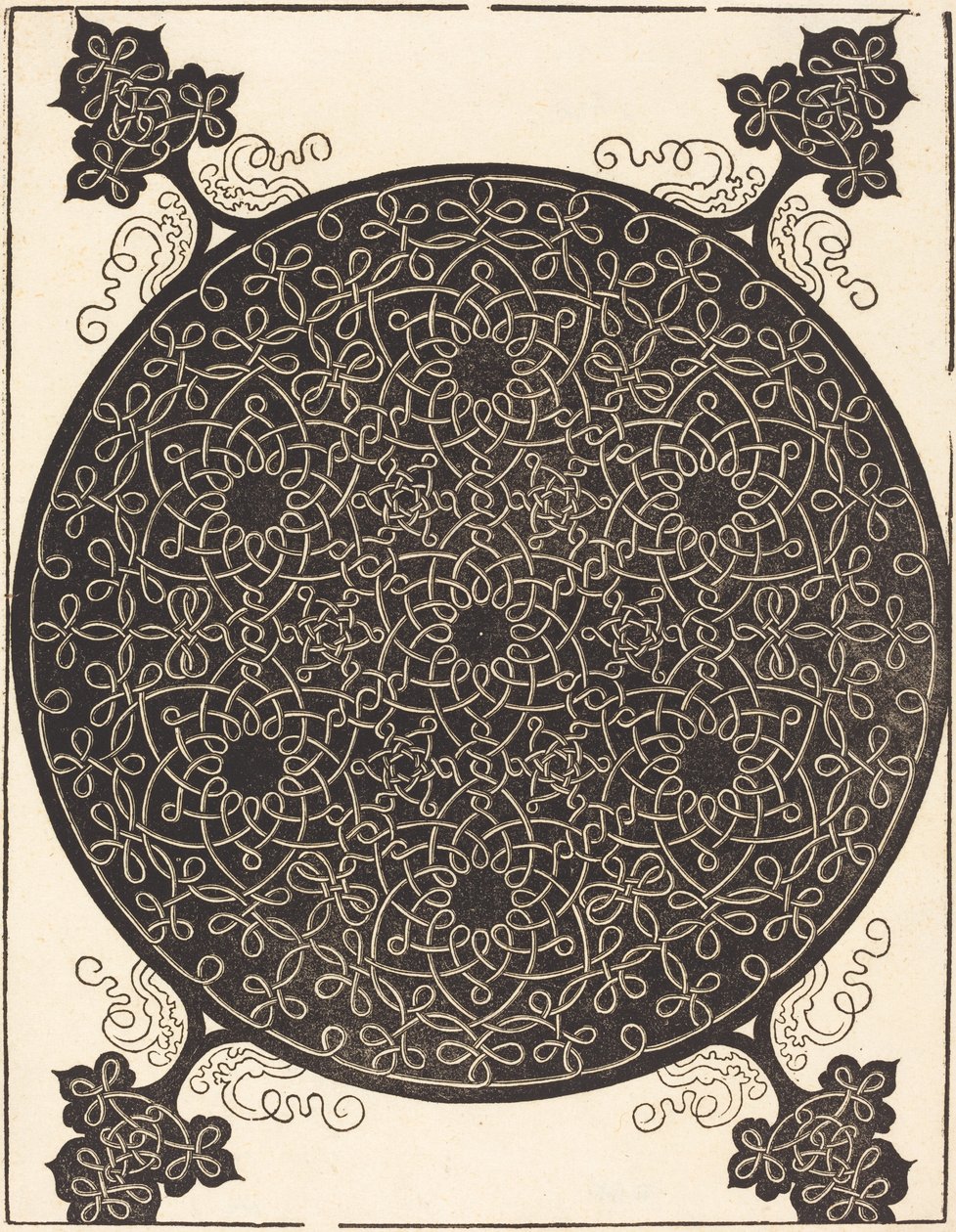 Le sixième nœud combinant sept petits systèmes de nœuds avec des centres noirs - Albrecht Dürer