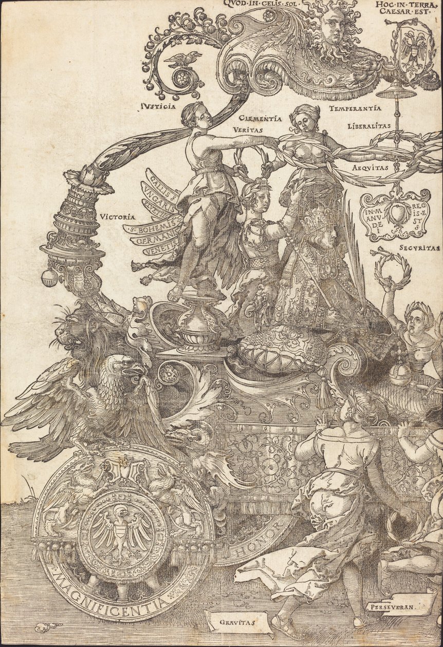 Le Char Triomphal de Maximilien I Le Grand Char Triomphal [plaque 1 de 8], édition latine de 1523 - Albrecht Dürer