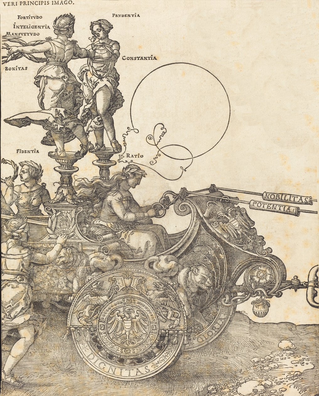 Le Char Triomphal de Maximilien I Le Grand Char Triomphal [plaque 2 de 8], édition latine de 1523 - Albrecht Dürer