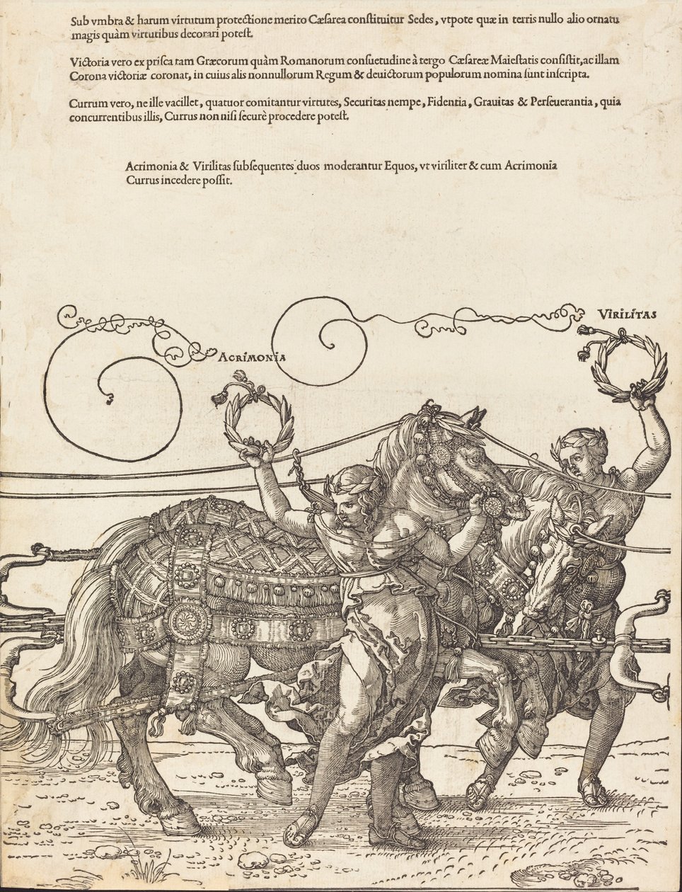 Le Char triomphal de Maximilien I, Le Grand Char triomphal [planche 6 de 8], édition latine de 1523 - Albrecht Dürer