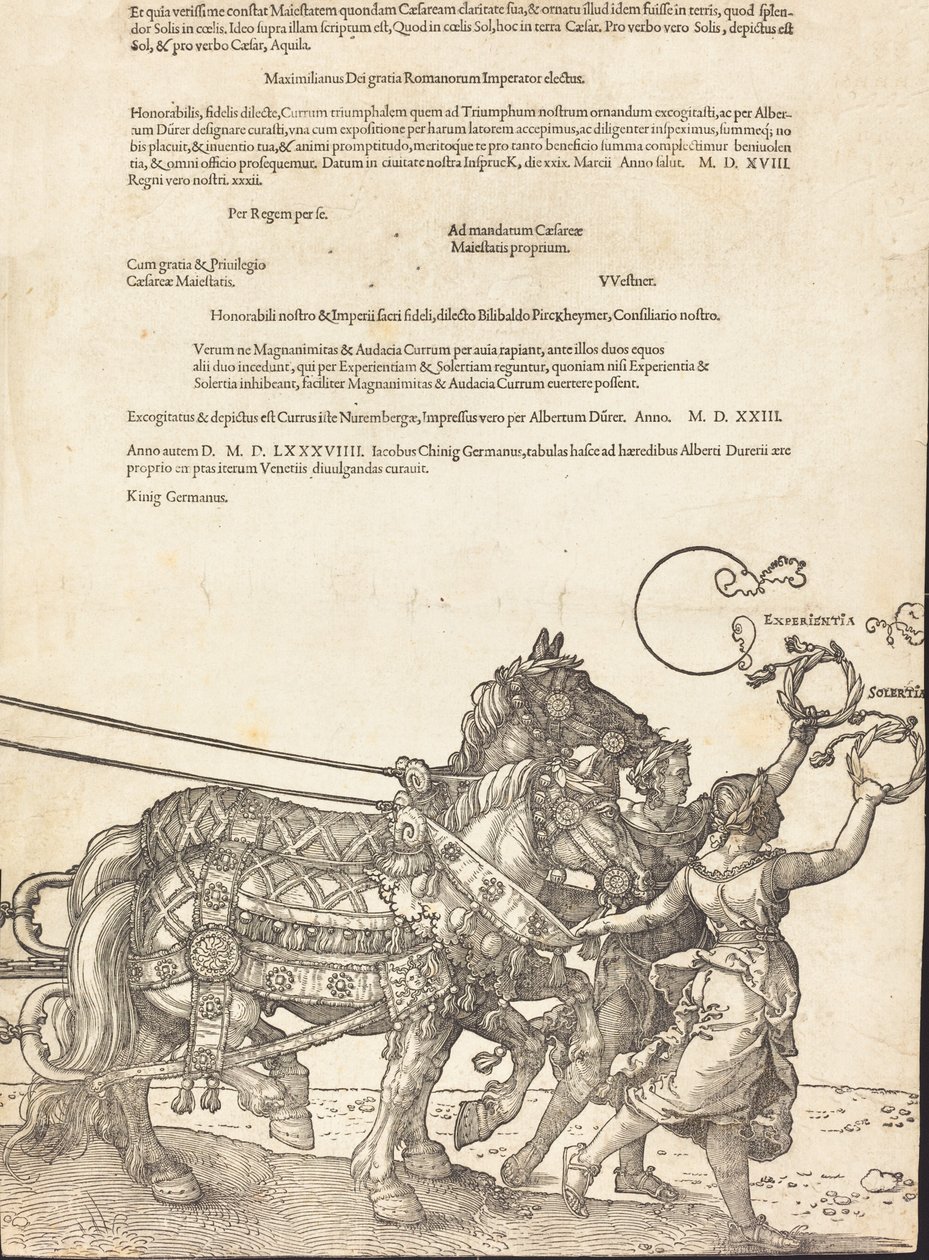 Le char triomphal de Maximilien I Le Grand Char Triomphal [plaque 8 de 8], édition latine de 1523 - Albrecht Dürer