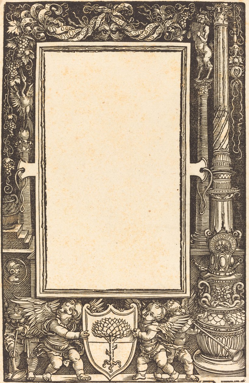 Bordure de titre avec putti tenant les armes de Pirckheimer - Albrecht Dürer
