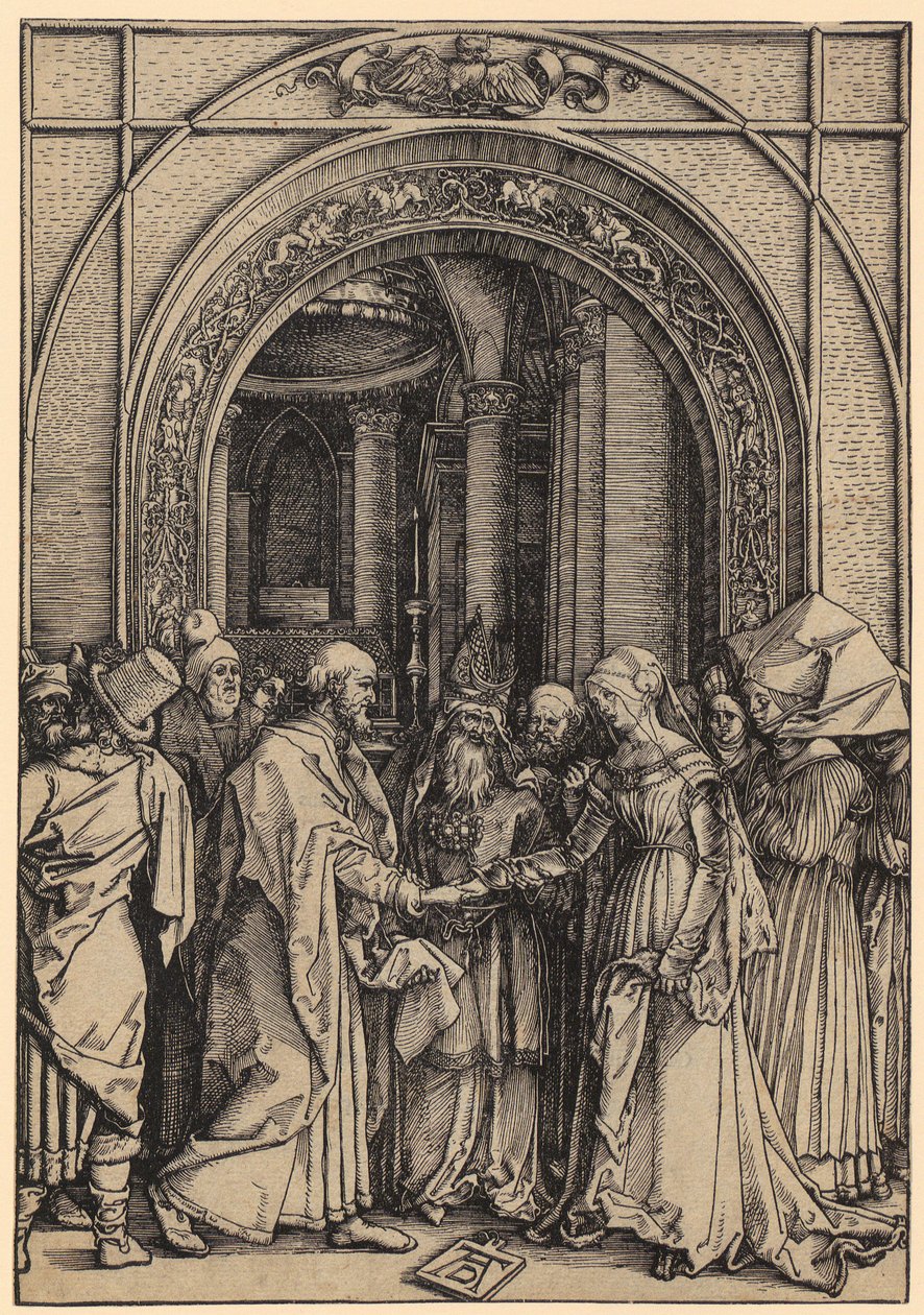 Les fiançailles de Marie, planche 7 de la série « La vie de Marie » - Albrecht Dürer