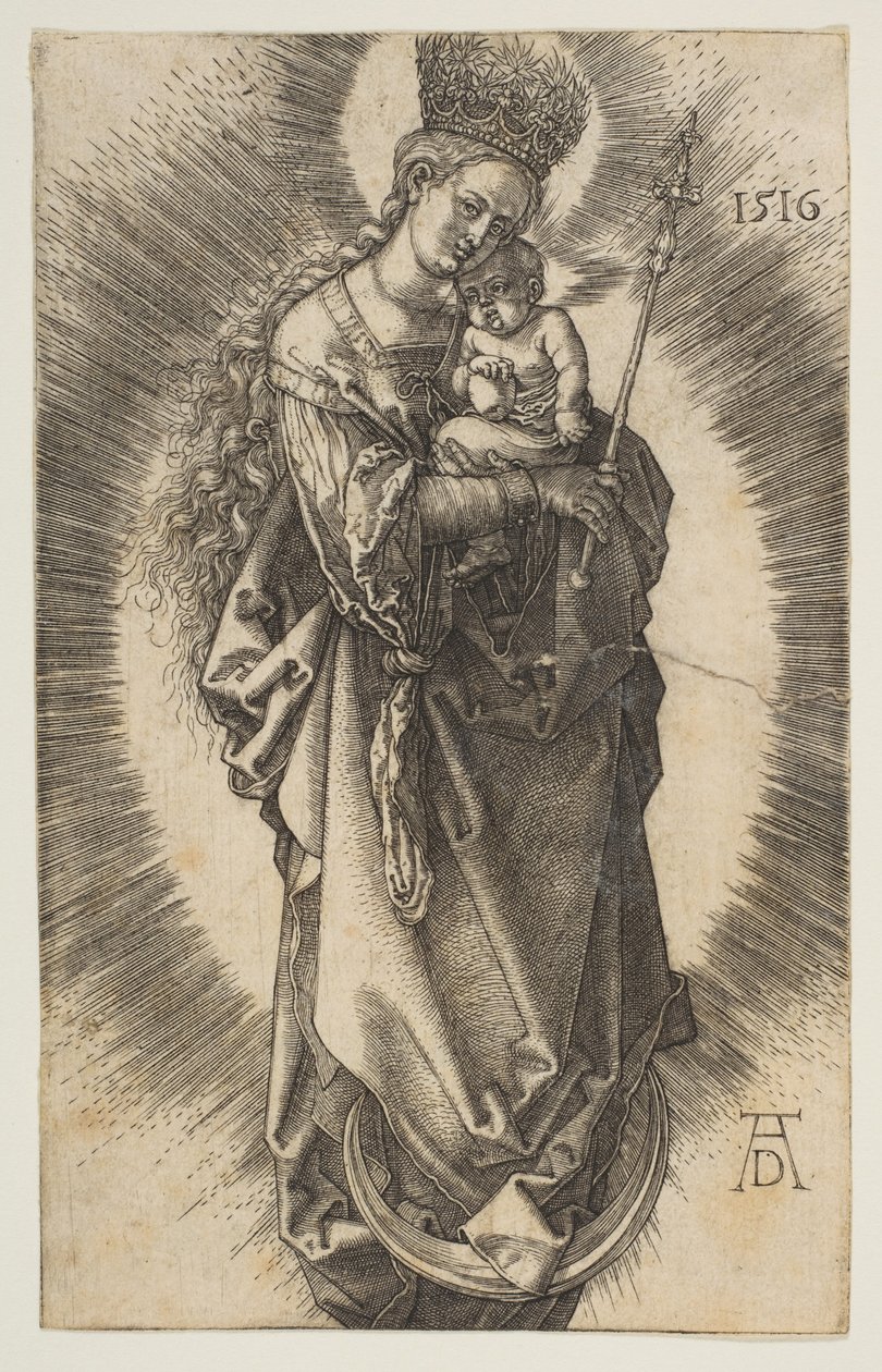 Vierge sur le croissant de lune avec sceptre et couronne étoilée - Albrecht Dürer