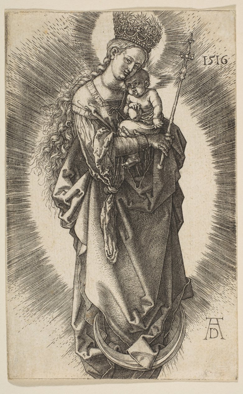 Vierge sur le croissant avec sceptre et couronne étoilée, 1516 - Albrecht Dürer