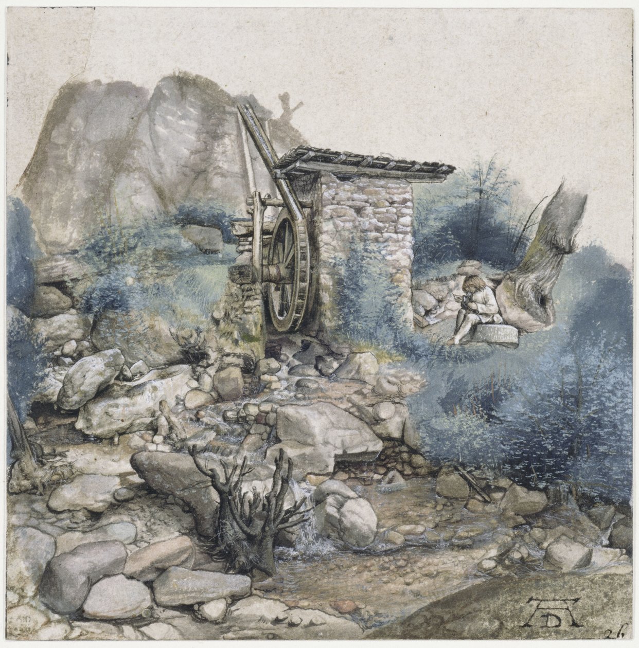 Moulin à eau avec un dessinateur - Albrecht Dürer