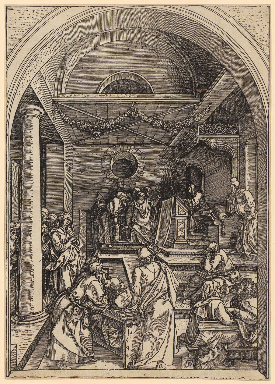 Jésus à douze ans au Temple, planche 16 de la série « La vie de Marie » - Albrecht Dürer