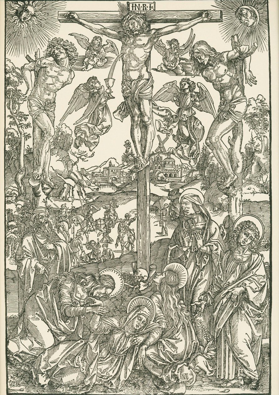 Crucifixion (Le Grand Calvaire), vers 1496-00 (gravure sur bois) - Albrecht Dürer or Duerer