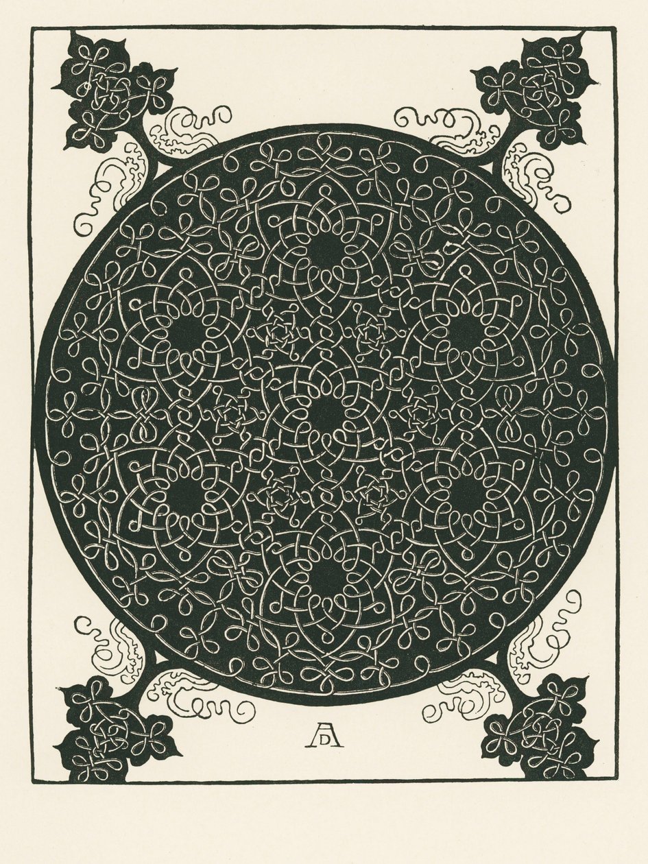 Nœud avec un petit cercle noir au centre qui est répété six fois - Albrecht Dürer or Duerer