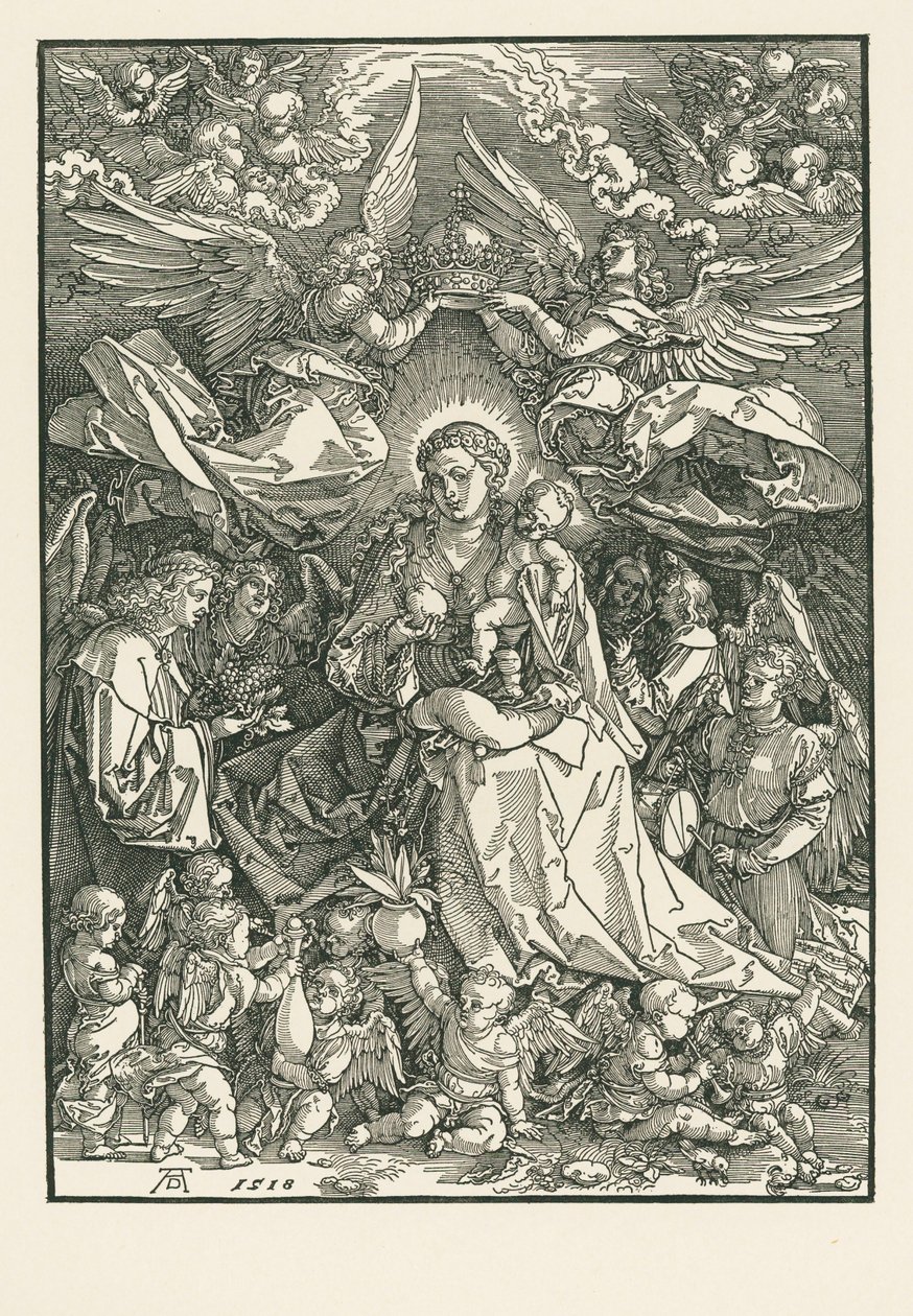 Marie Vierge couronnée par deux anges - Albrecht Dürer or Duerer