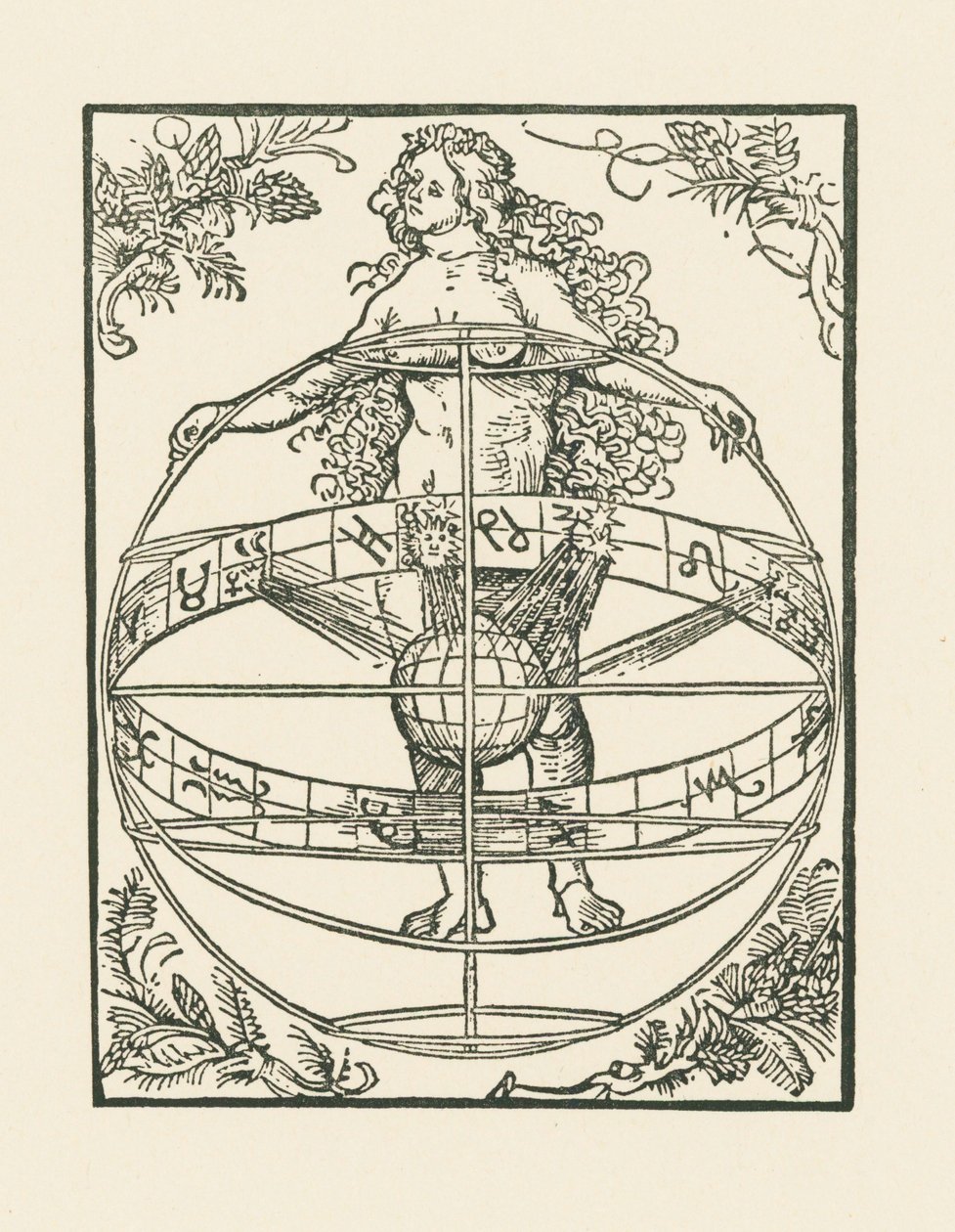 Femme nue avec le zodiaque, vers 1502-03 (gravure sur bois) - Albrecht Dürer or Duerer